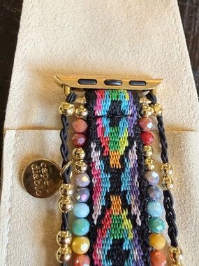 Cape Diablo Multicolor Woven Beaded Watch Band with Gold Accents